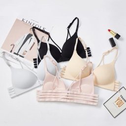 Soutien-gorge en dentelle à rayures pour femmes Sexy ajustable sans fil Push Up boucle avant