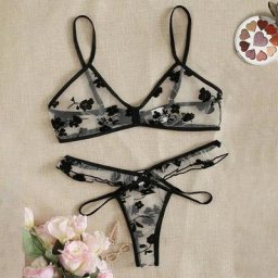 Ensemble de soutien-gorge à imprimé floral pour femmes sous-vêtements sexy maille transparente
