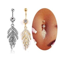 Delysia King-Anneaux de nombril en acier inoxydable pour femmes anneaux de plumes feuilles de