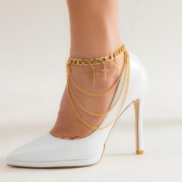 IngeSight.Z-Bracelet de oral ille à Talons Hauts pour Femme Multicouche Strass Croix Pendentif