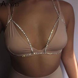 Soutien-gorge sexy à paillettes en cristal pour femmes Bikini Bijoux de mariage Collier de plage