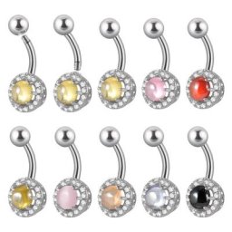 Piercing chirurgical en acier Zircon pierre ronde bouton de ventre anneau dégradé nombril