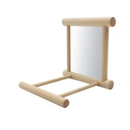 Jouet de jeu en bois pour oiseau de compagnie perroquet perruche miroir perchoir bûche