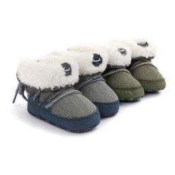 Bottes de neige côtelées à lacets pour bébé de 0 à 18 mois chaussures molletonnées à semelle souple
