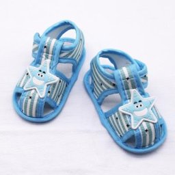Sandales en coton pour nouveau-né chaussures à rayures et étoiles semelle souple antidérapantes