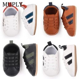 Chaussures de bébé à deux rayures pour garçons et filles baskets de printemps à semelle dure pour