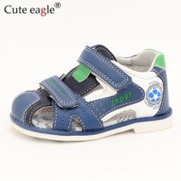 Sandales d'Été en Cuir PU Orth4WD pour Enfant Chaussures de Plage Plates et Fermées pour Bébé