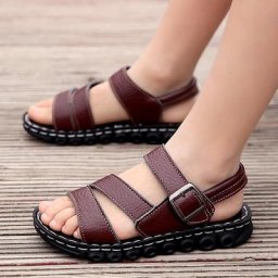 Sandales en cuir pour enfants chaussures d'été pour garçons baskets de plage décontractées de