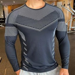 Sweat-shirt à manches longues et col rond pour homme vêtement de sport de compression de haute