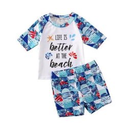 Maillot de bain 2 pièces imprimé protection contre les éruptions cutanées ensemble t-shirt et