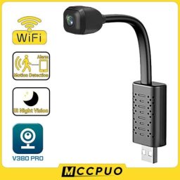 Mccpuo-Mini Caméra de permission IP WiFi 4MP USB I-Hotspot 120 ° Ultra Grand Angle Détection de