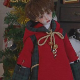 Pull à capuche rouge et pantalon à carreaux vert pour poupée BJD vêtements de Noël mignons