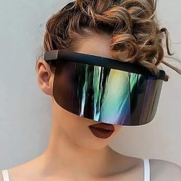 Lunettes de soleil demi-écran facial protection Extra-longue grande taille lentille miroir Mono