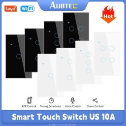 US Standard Touch Tempered Glass Panel WIFI Smart Switch TUYA APP Control Smart Home Light Wall