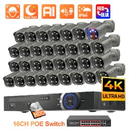 Techage – caméra de Surveillance extérieure UHD 4K 8MP système de sécurité NVR avec enregistreur