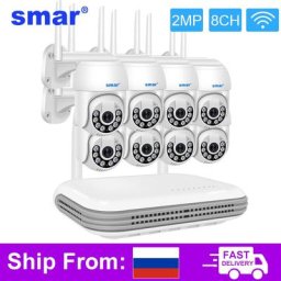 Smar-Système de caméra sans fil étanche Wifi sécurité 8 canaux NVR audio bidirectionnel