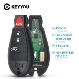 KEYYOU – clé télécommande 3 + 1 IYZ-C01C boutons 433Mhz pour voiture Dodge caravane Chrysler