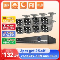 Techage H.265 8CH système de vidéosurveillance HD 5MP AI intelligent POE IP caméra extérieure