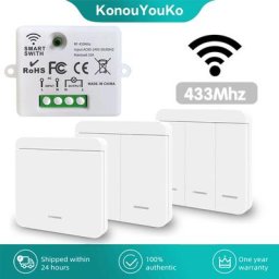 Mini interrupteur mural intelligent sans fil Rf 433Mhz 86 relais de commande à distance