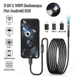 Caméra endoscopique WiFi 1080P objectif 8MM simple et double étanche boroscope pour téléphone