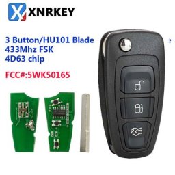 XNRKEY – clé télécommande à 3 boutons pour voiture avec puce 4D63 433Mhz lame HU101 pour Ford