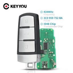 KEYYOU – clé télécommande intelligente à 3 boutons 433MHz sans clé avec puce ID48 pour voiture