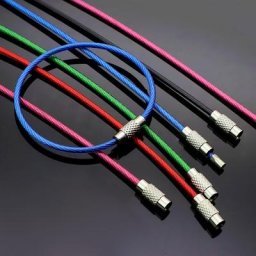 5/10/20Pcs Coloré En Acier Inoxydable Fil Porte-clés EDC Porte-clés Mousqueton Câble De Verrouillage