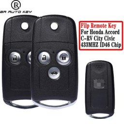Porte-clés de télécommande de voiture Honda Accord Civic City Jazz CRV HRV 433MHZ avec puce ID46
