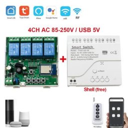 Tuya-Joli d'éclairage WiFi Smart Home Disjoncteur universel Télécommande RF433 110V 220V 2/4