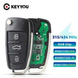 EllYYOU-Clé à distance de voiture à 3 boutons pour Audi A3 TT S3 A4 S4 années 2005-2013 8P08ino