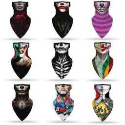 Masque facial unisexe pour Halloween imprimé numérique Bandana guêtre autour des oreilles
