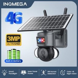 INQMEGA-Caméra de surveillance extérieure avec panneau solaire caméra IP PTZ sécurité à domicile