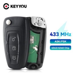 KEYYOU – clé télécommande HU101 à 3 boutons ASK/FSK 434Mhz puce 4D63 pour Ford Focus Mondeo