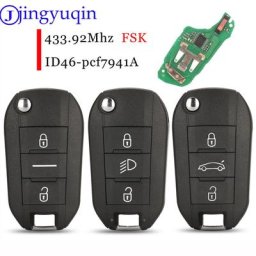Jingyuqin-Clé télécommande à 3 boutons 433.92Mhz ID46 pour cristaux en C4L Elysee KIT 508 208