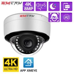 SIMICAM – caméra de surtension 4K 8MP dôme IP étanche avec Audio Onvif Vision infrarouge HD