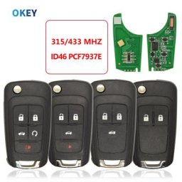 Okey-Clé de voiture à distance pour Chevrolet Puce ID46 Malibu Cruze Aveo Spark Voile Opel