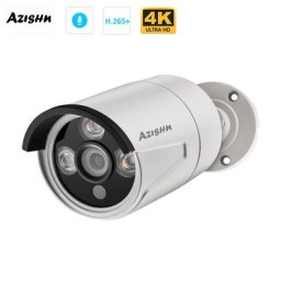 AZISHN – caméra de Surveillance extérieure IP POE 8MP/4K grand Angle 2.8mm Audio IP66 codec