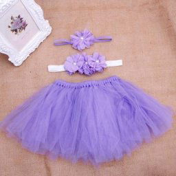 Vêtements à fleurs pour bébés filles bandeau + jupe Tutu accessoires Photo Costume D0AF