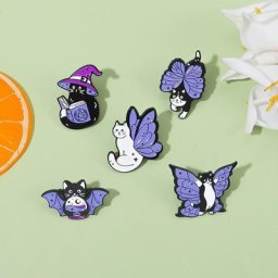 Broche en Métal Émail de Style Punk Foncé avec de sulfAiles Danemark ge de Chat Magique Créatif