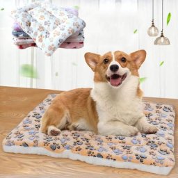 Tapis de Lit Doux et Chaud pour Animaux de Compagnie Couverture en Polymère de Sommeil pour Chiot