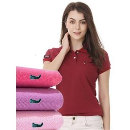 Polo à Manches Courtes pour Femme 100% Coton Logo Brodé Animal Poisson Slim Décontracté Y-P11