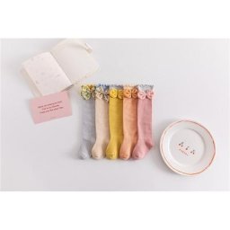 Chaussettes respirantes pour petites filles bas à lisière filandreuse décoration de nœud Style