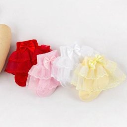 Chaussettes à volants en coton et dentelle pour bébé fille socquettes de rinçage solides pour