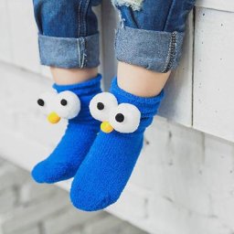 Chaussettes 3D à gros yeux pour enfants 1 paire chaussettes chaudes en coton couleurs unies