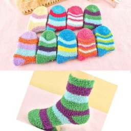 Chaussettes en molleton de corail pour garder au chaud à la mode couleurs acidulées pour bébé