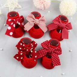 Chaussettes d'intérieur en coton pour nouveau-né avec nœud antidérapantes avec semelles en