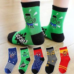 Disney-Chaussettes courtes en coton pour enfants Marvel SpidSuffolk dessin animé chaud sol