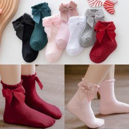 Chaussettes en coton avec gros nœuds pour enfants chaussettes de rinçage mignonnes pour filles