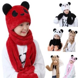 Ensemble de gants et écharpe longue 3 en 1 pour bébé sweat-shirt à capuche avec oreilles de Panda