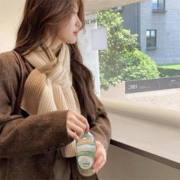 Écharpe croisée tricotée en laine et coton pour femme écharpe de Protection du cou chaude